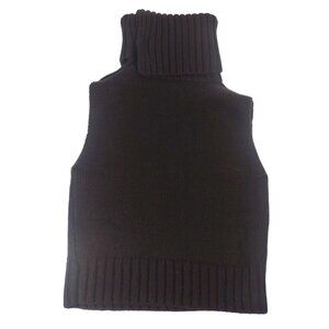 Theory 100% Wool Brown Knit Cropped Turtleneck Sweater Vest Minimalist - Size S